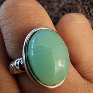 Size 6 silver with turquoise acrilic